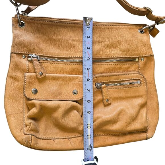 Fossil Genuine Leather Crossbody Shoulder Bag Tan Brown Boho Casual Purse - Picture 11 of 15